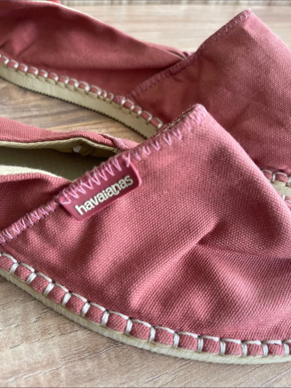 Havaianas Espadrille Slip On Sandals Canvas Shoes Rose / cream Womens 10 Men 8.5